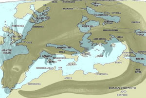 Roman Dragon superimposed on Map of Roman Strength - Click to Enlarge